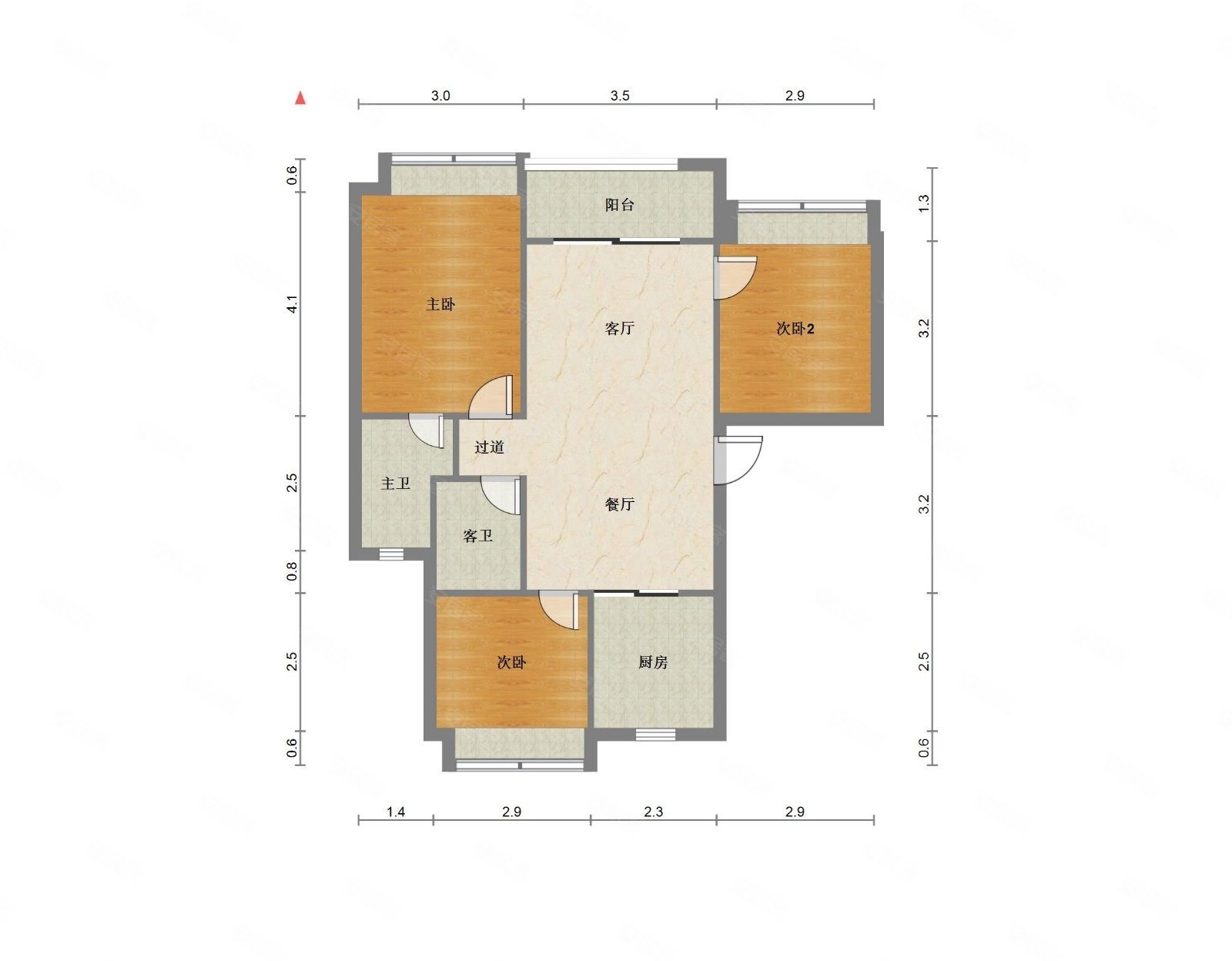 建发浦上湾3室2厅99平满二住房电梯房精装修