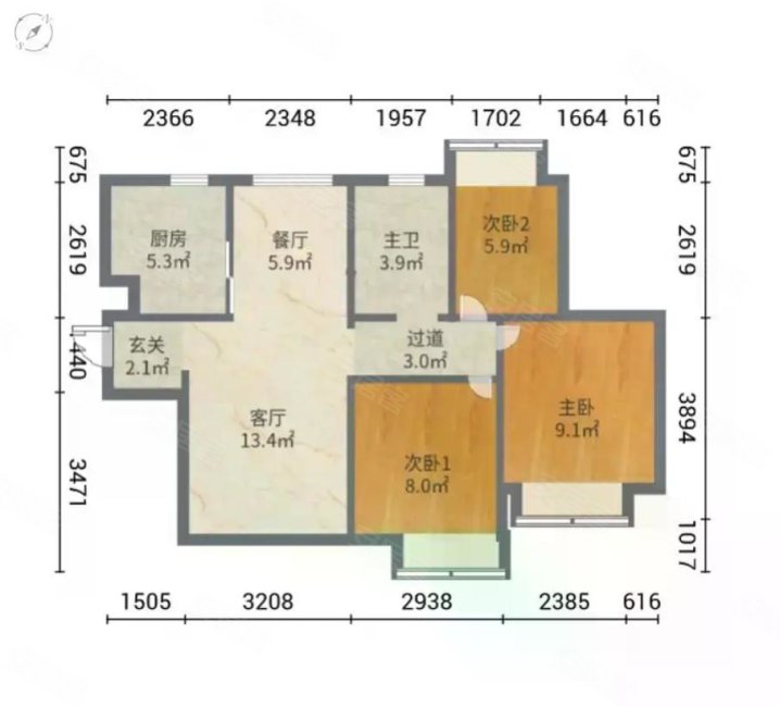 保利卓越中环广场 小户型天花板格局 85平做南北通透