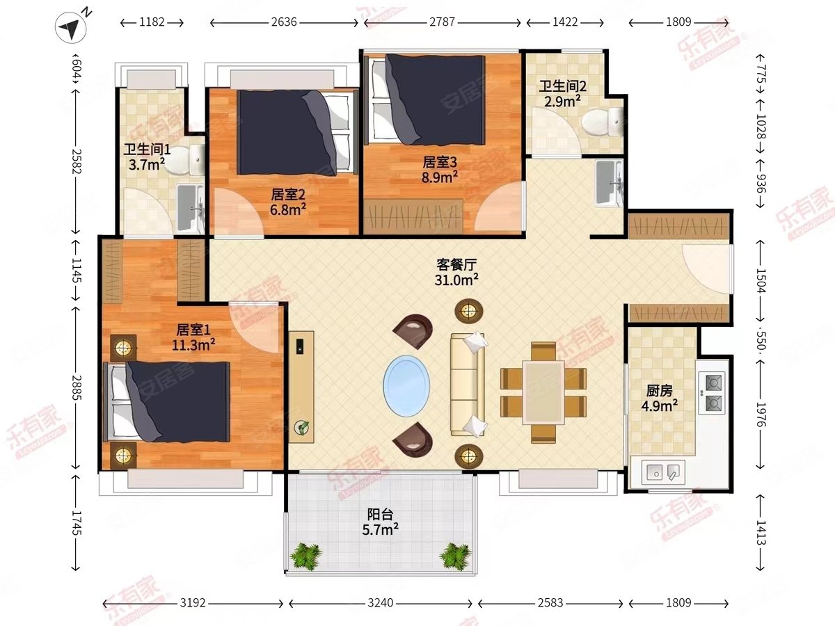北站次新小区 诚心出售 5字开头 车,深国际万科悦城二手房,540万,3室2