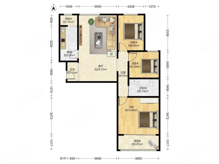 满庭芳3室2厅10500平米