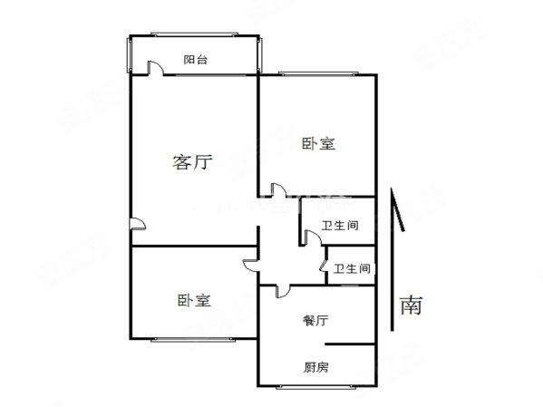 内蒙古党委机关住宅区(二区)2室2厅1卫88.64㎡南北120万