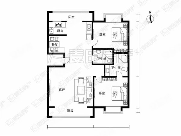 【多图】亮马名居,朝阳公园租房,南北通透两居室 公园观景房 精装简欧