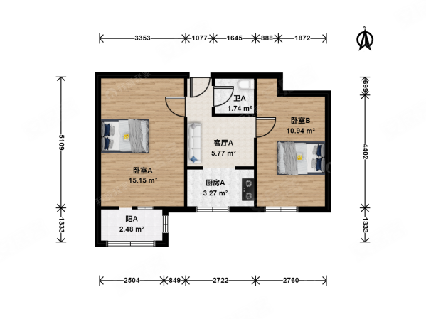 十里堡小区2室1厅1卫49.24㎡南216万