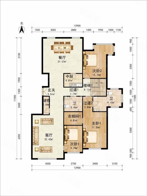 山水文园东园5室2厅4卫340.35㎡东2570万