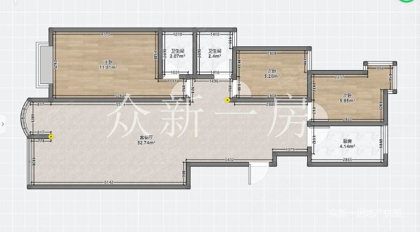 万隆城丽水香郡3室2厅2卫116.26㎡南北77.8万