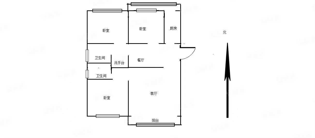 行宫南区3室2厅2卫102.89㎡南北175万