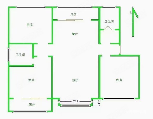 通达庄园3室2厅2卫144㎡南北79万