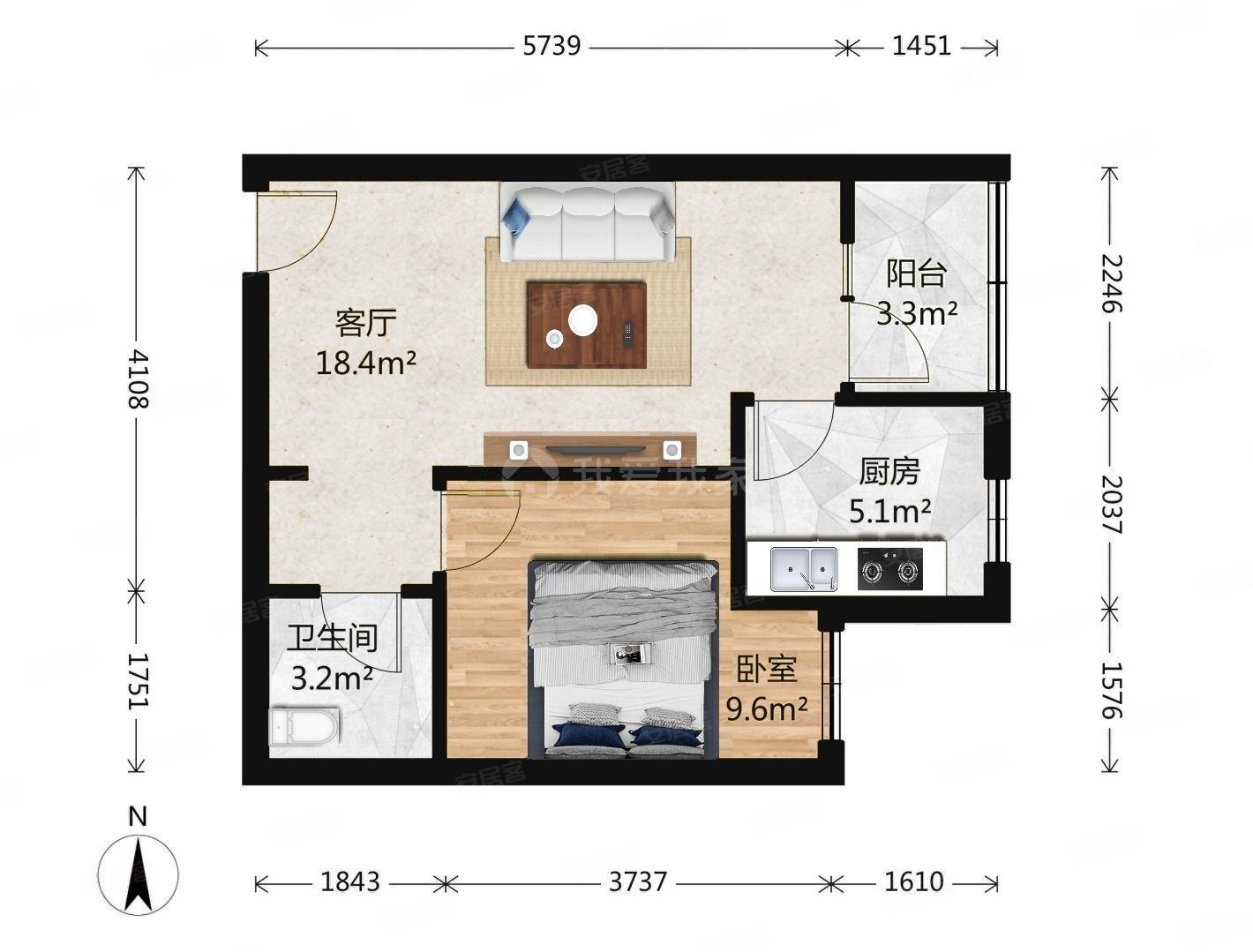 沿海赛洛城(南区)1室1厅1卫56.1㎡东315万