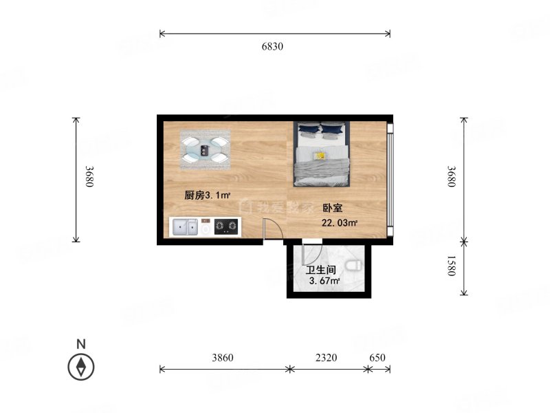 吉第嘉园1室0厅1卫42.64㎡东650万