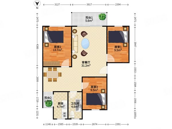 深圳福田莲花村福莲花园莲花村中间楼层,精装三房出租,看房方便出租