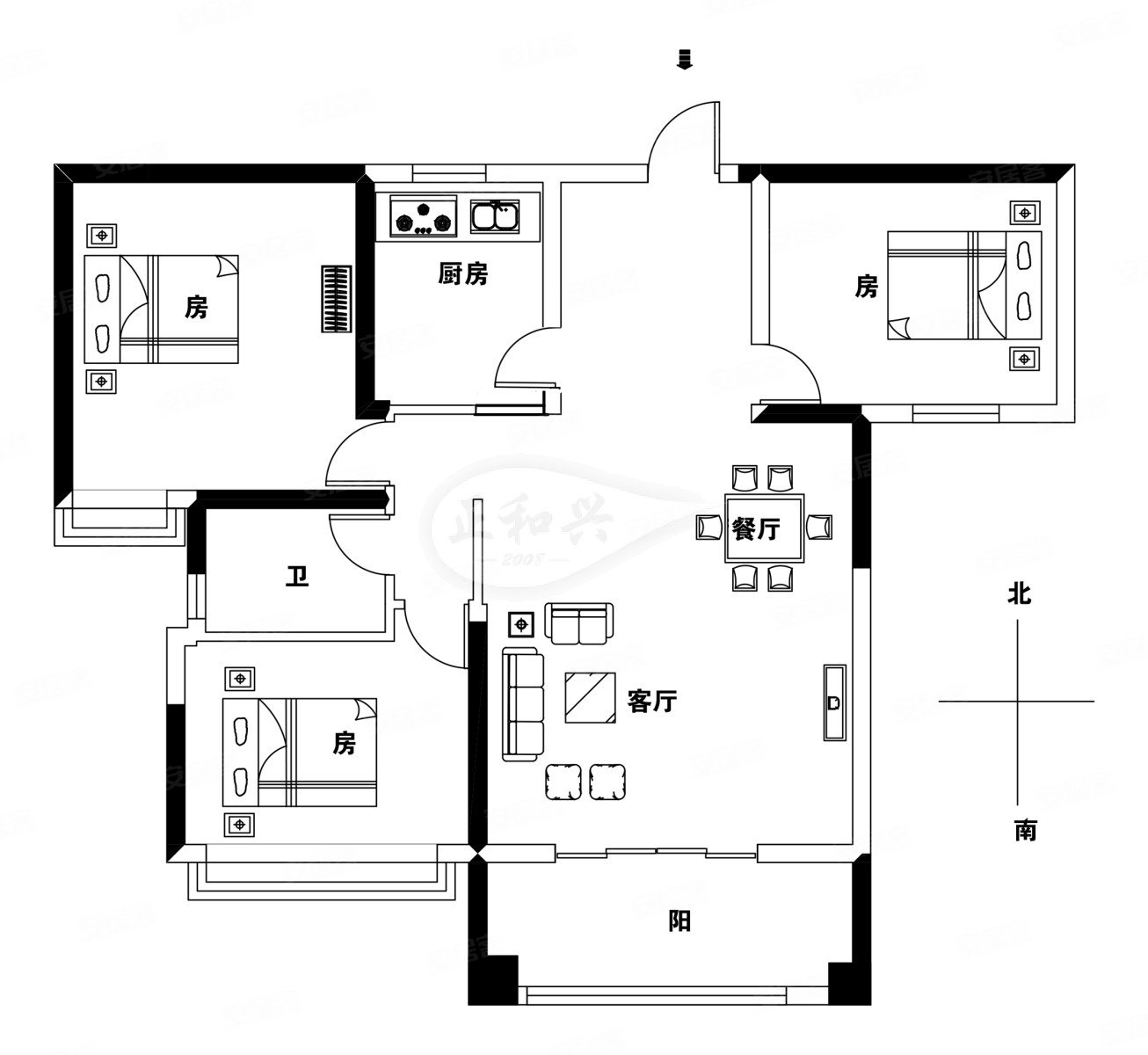中铁凤岭山语城3房2厅