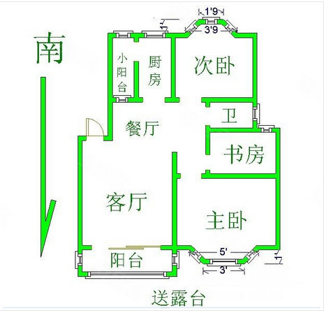 孔雀城天赋澜湾(北区)3室2厅2卫112㎡南北45万