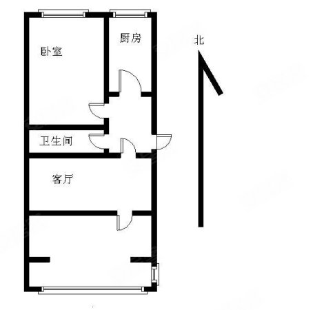 滨河小区(顺义)2室1厅1卫51.39㎡南北125万