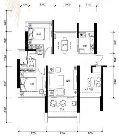 三亚棕榈滩(西区)3室2厅1卫97㎡南北290万
