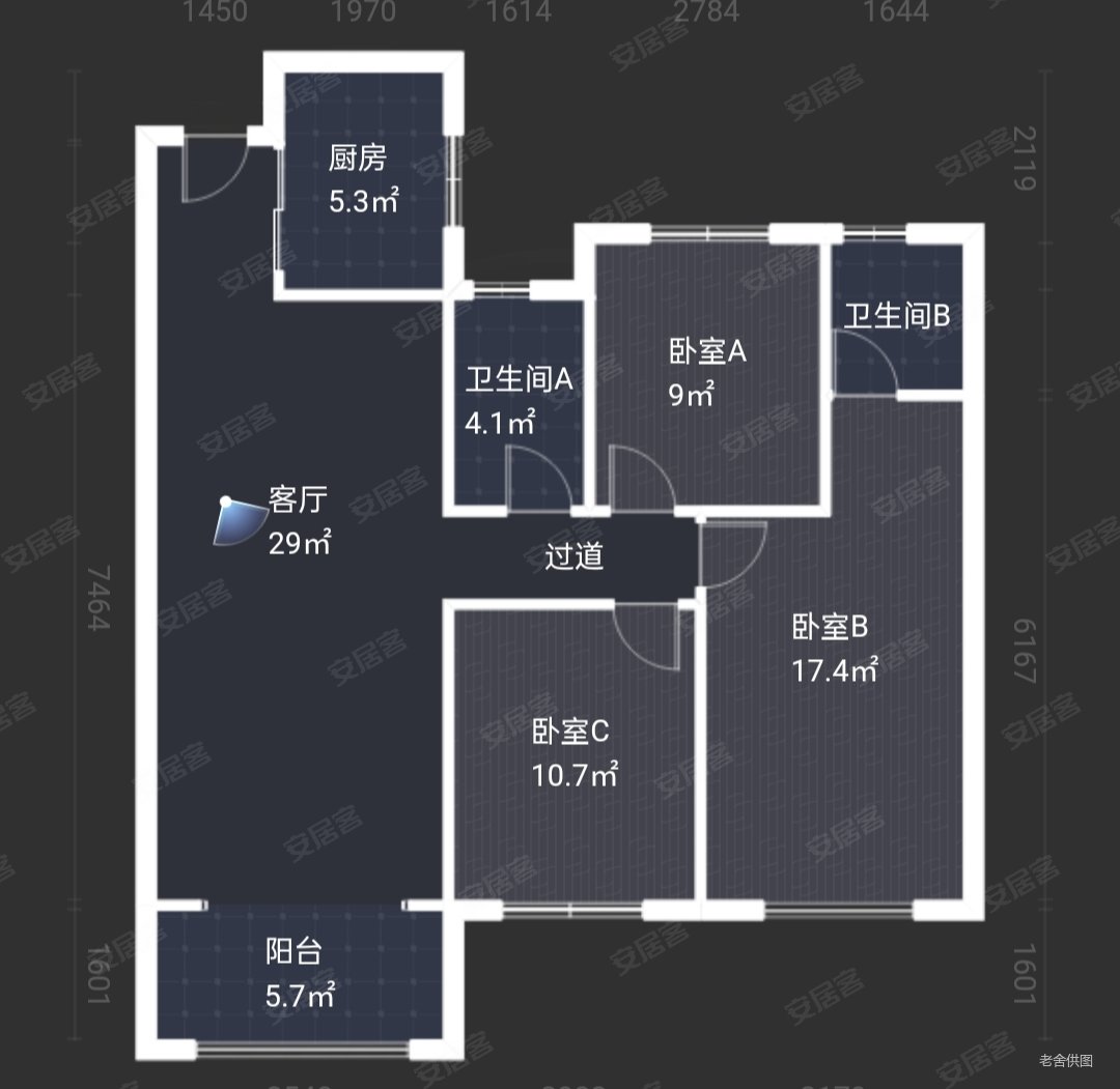 华洲城云顶3室2厅2卫95.77㎡南北205万