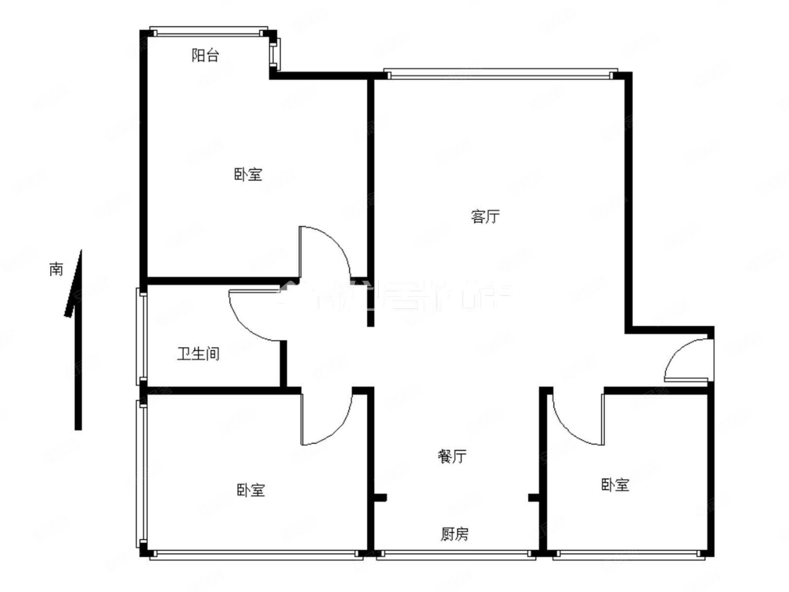 永泰城丽景3室2厅1卫110㎡南北128万