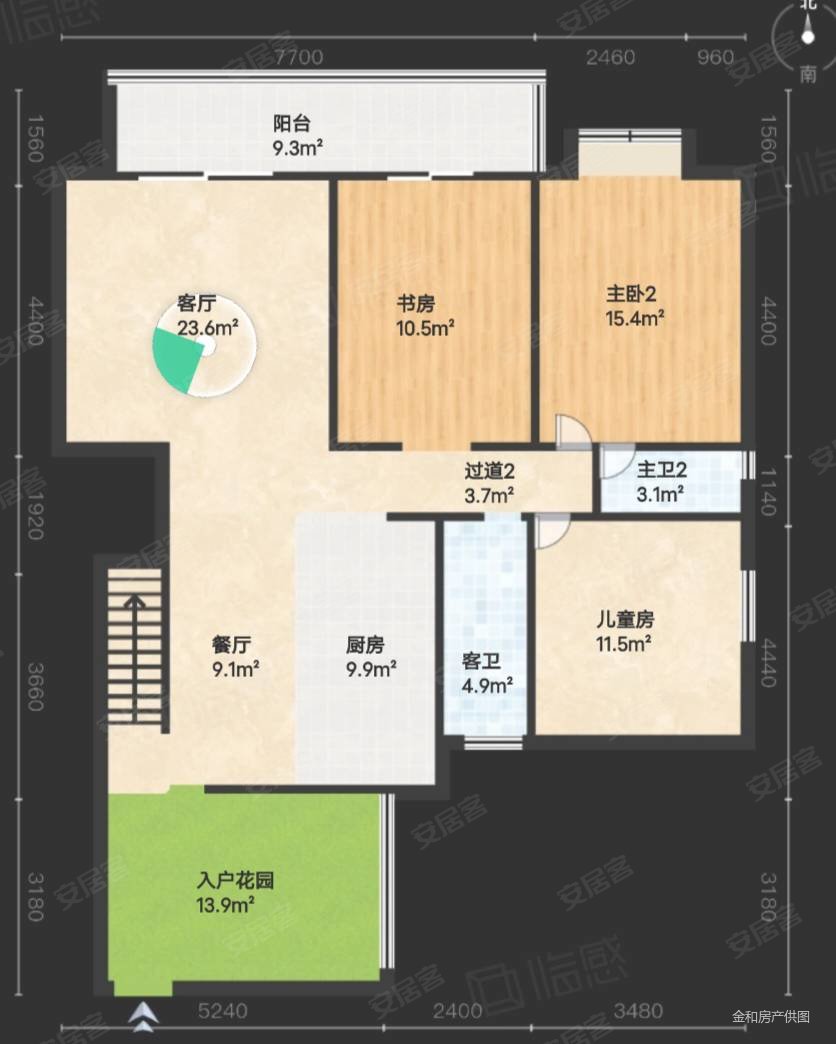 水印丽都4室2厅3卫200㎡南北155万