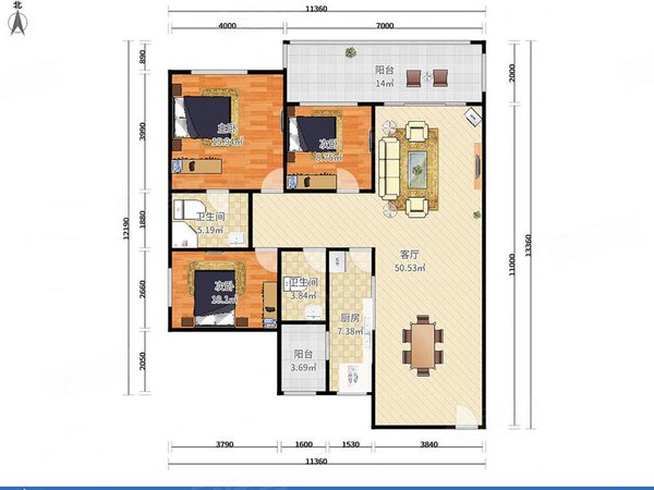 深圳福田莲花北莲丰雅苑安静看莲花山,豪华装修大三房,厅出大阳台