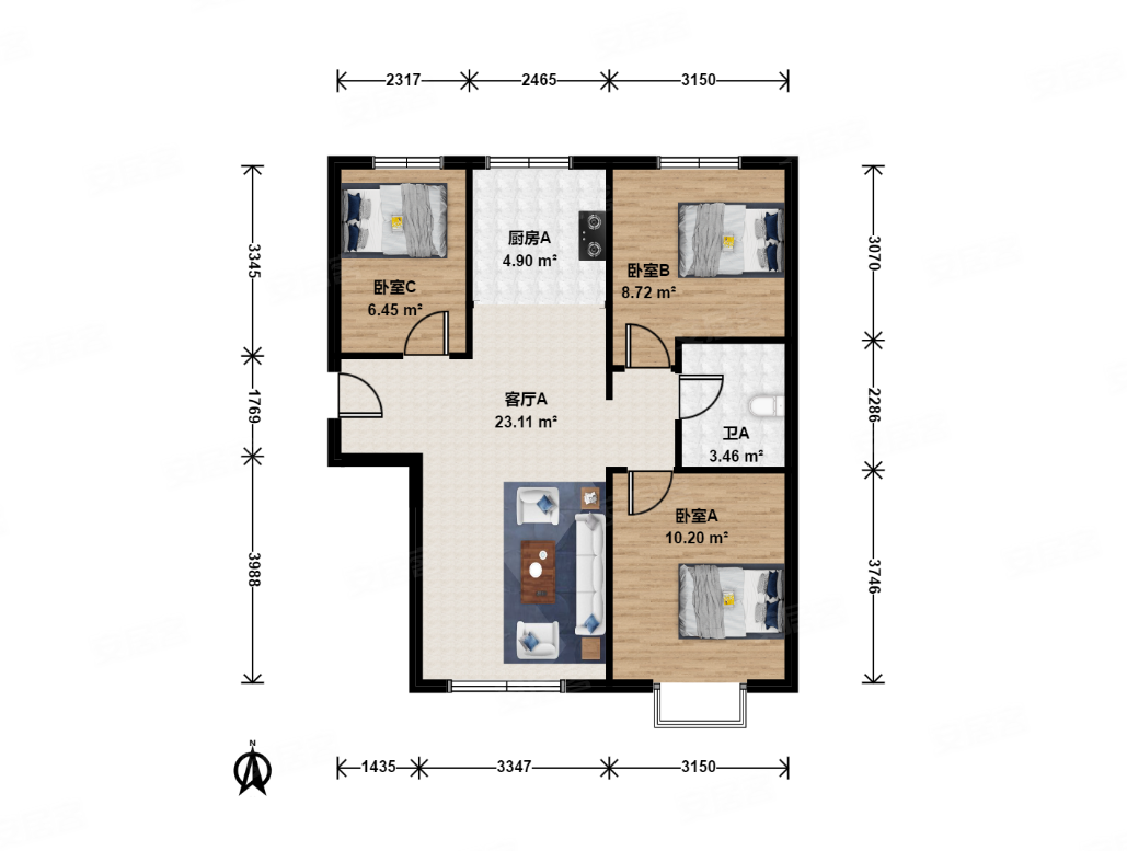 融科香雪兰溪 精装婚房 南北通透三居 中高楼层,融科香雪兰溪二手房,3