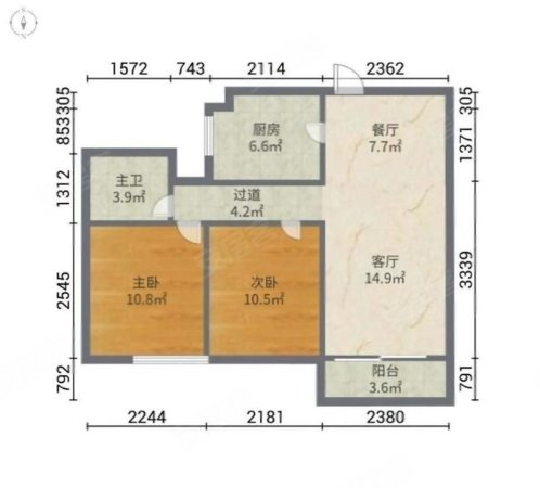 世纪豪庭2室2厅1卫50㎡南北250万