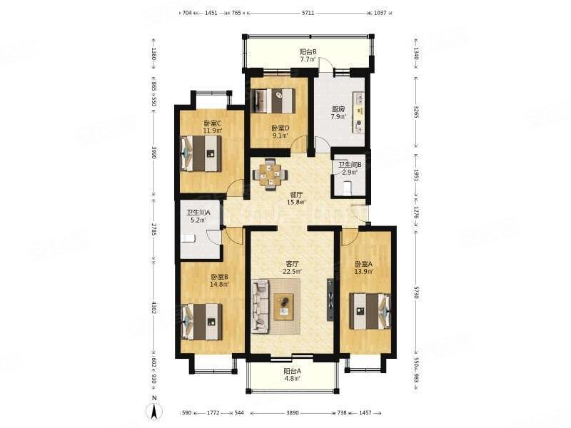 清和园四居室南北通透