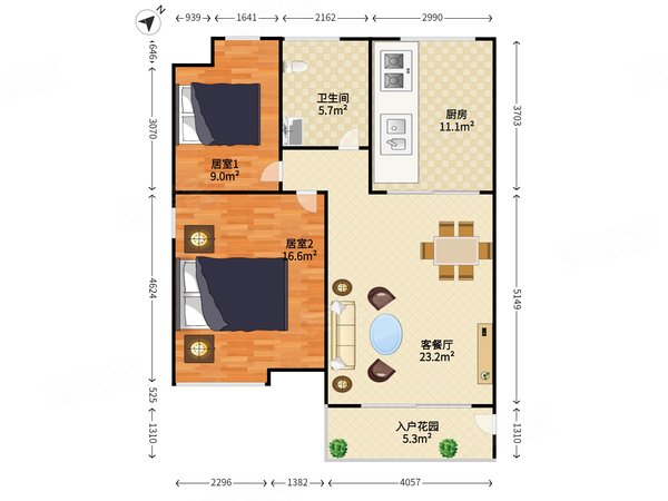 深圳龙岗龙岗中心城万象天成万象天成 2室1厅1卫 电梯房 88平出租房源