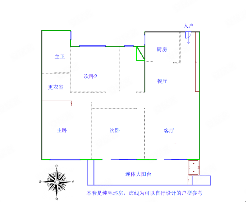 蓝光玖榕台3室2厅2卫106.92㎡南北258万