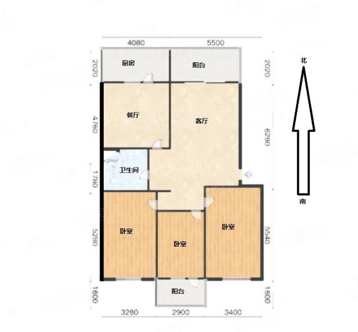 省农行宿舍(新华)3室2厅1卫130㎡南北169万