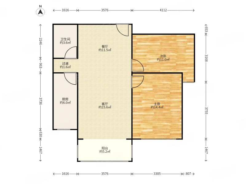 翠堤春晓2室2厅1卫97.81㎡南108万