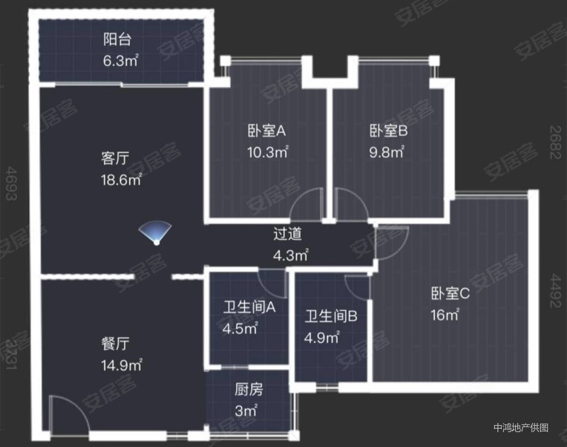 绿庭雅苑3室2厅2卫101㎡南北178万