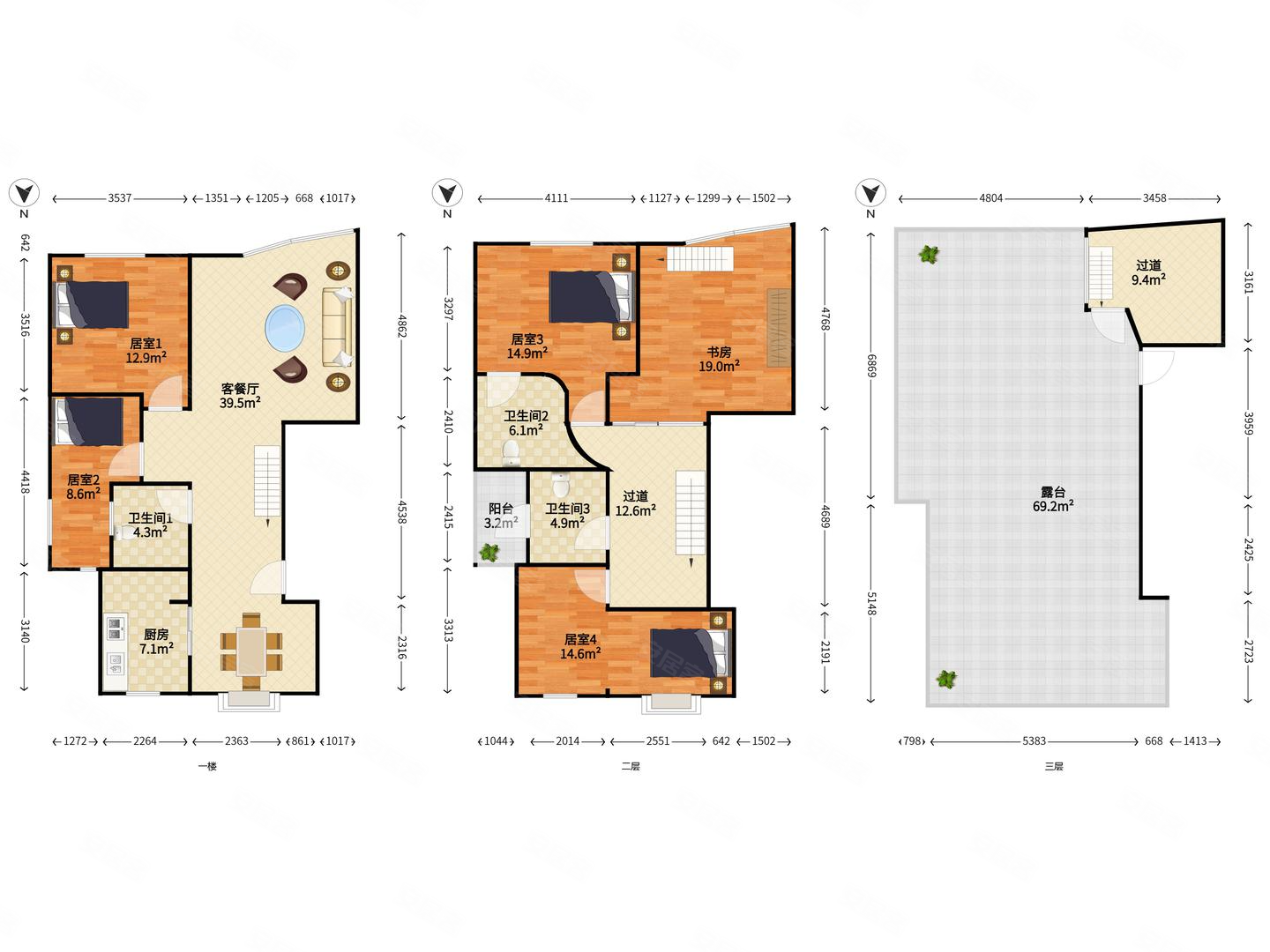 福田 套内300平三层复式 小区仅8户 红岭
