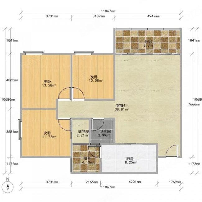 云山诗意人家3室2厅1卫100.22㎡南北429万