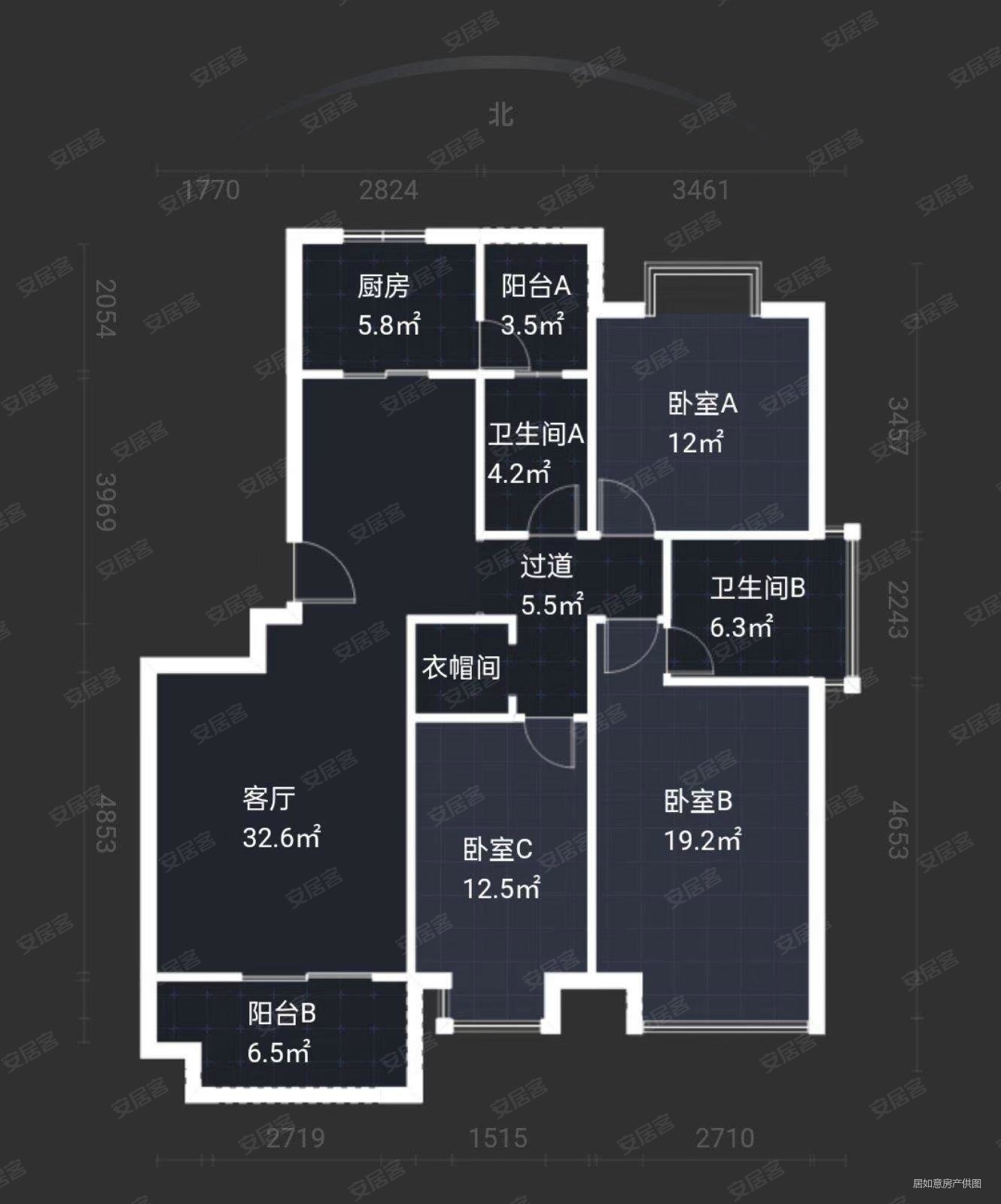 汇鑫群贤北府3室2厅2卫130.74㎡南北108万