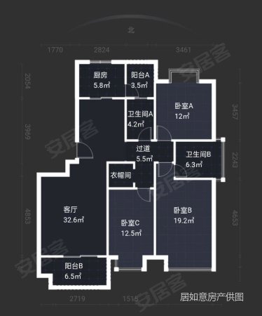 汇鑫群贤北府3室2厅2卫130.74㎡南北108万