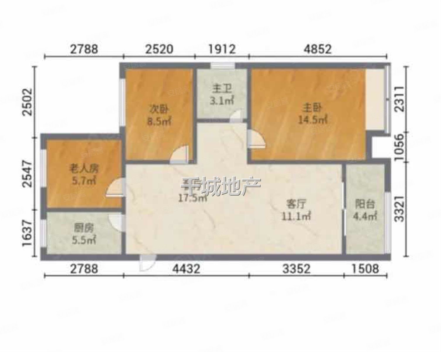 仁锦苑(D区)3室2厅1卫94㎡南北100万