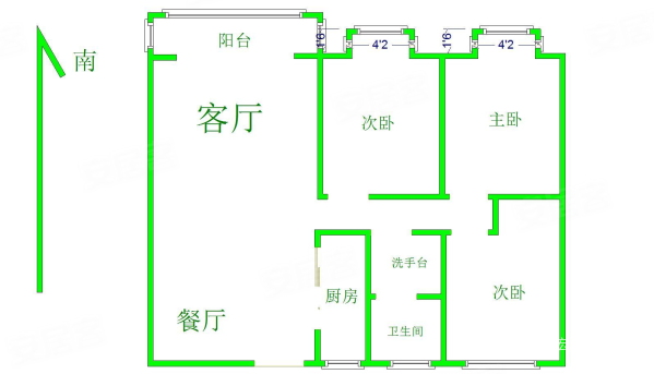 建业贰号城邦3室2厅1卫110㎡南85万