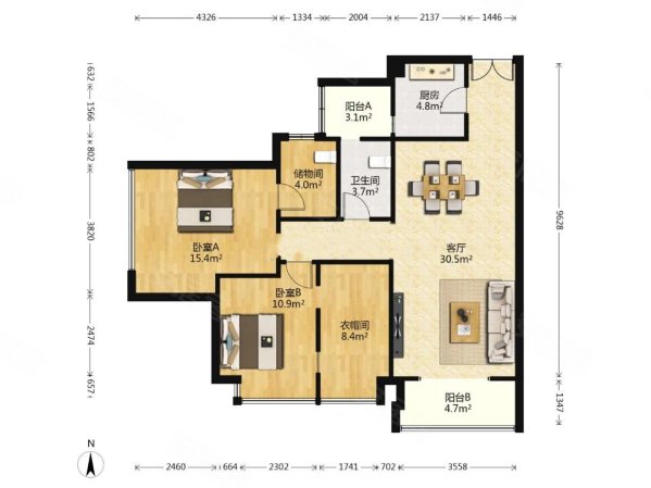 彩叠园二期3室2厅2卫102.21㎡东145万