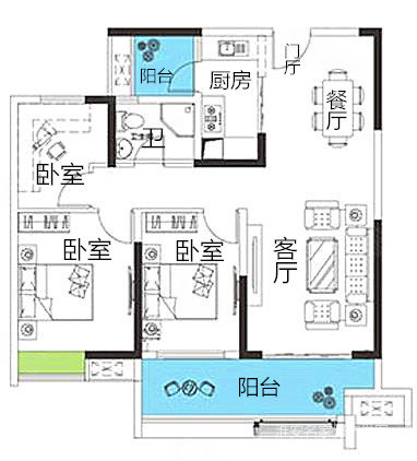 建华观园(三期)3室2厅1卫107.26㎡南108万