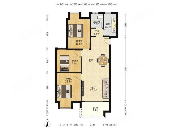 禹洲香溪里(公寓住宅)3室2厅1卫101㎡南125万