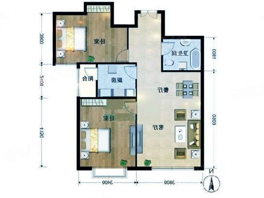 富力又一城(C区)2室2厅1卫89.22㎡南450万