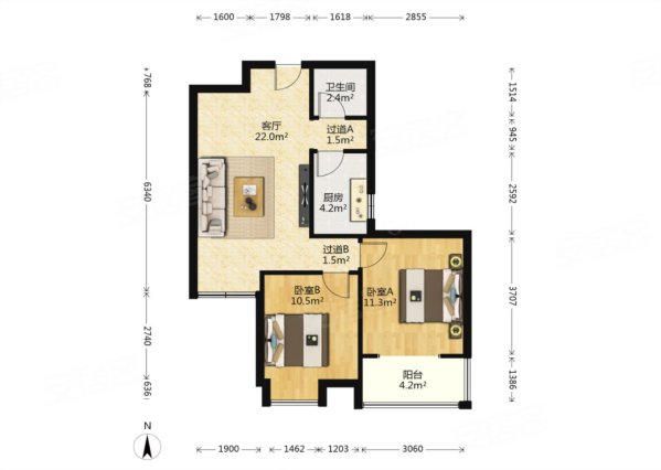 西市佳园2室2厅1卫84.88㎡南139万