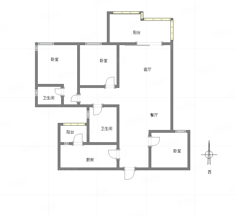 蓝光公园华府3室2厅2卫101㎡南北95万