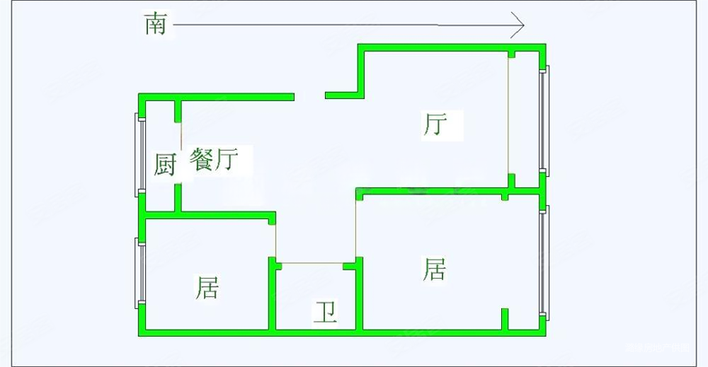 紫罗园2室2厅1卫96.66㎡南北123万