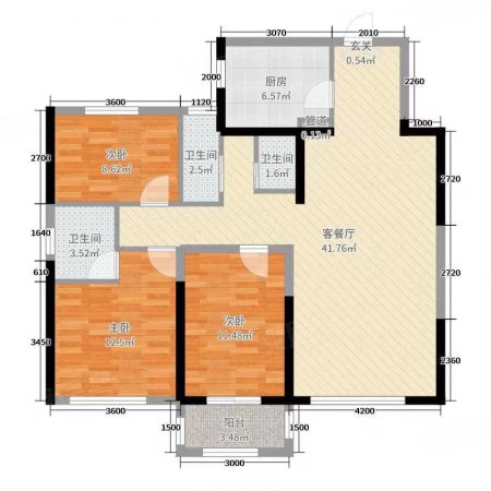 平阳城北小区(后垟)3室2厅2卫124.47㎡南北85万