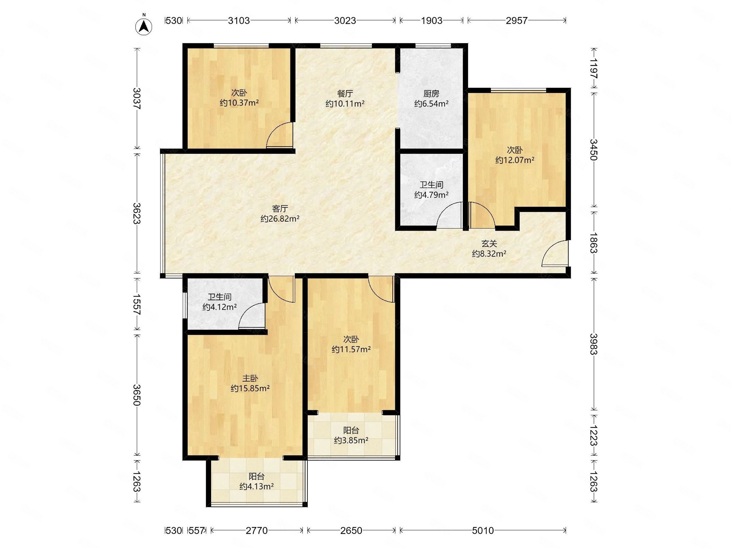 北城山水4室2厅2卫163.84㎡南北185万