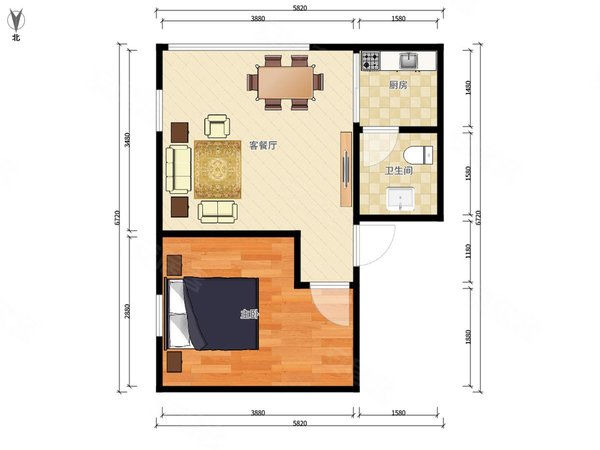 平湖木古华南城禾花地铁口精装大单间一房带家电拎包入住押一付一