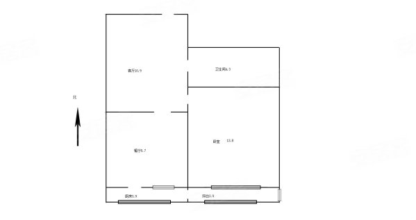 天时园1室2厅1卫56.2㎡南66万