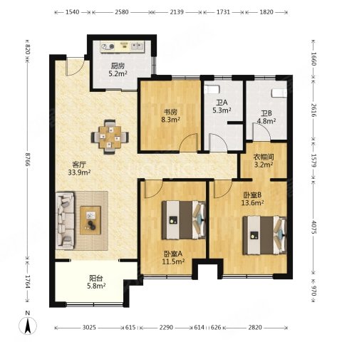 中国铁建国际公馆 3室2厅2卫