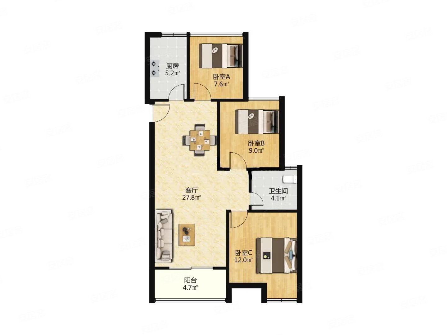 南山精装通透户型 急售中 送车位,南山维拉二手房,138万,3室2厅,1卫