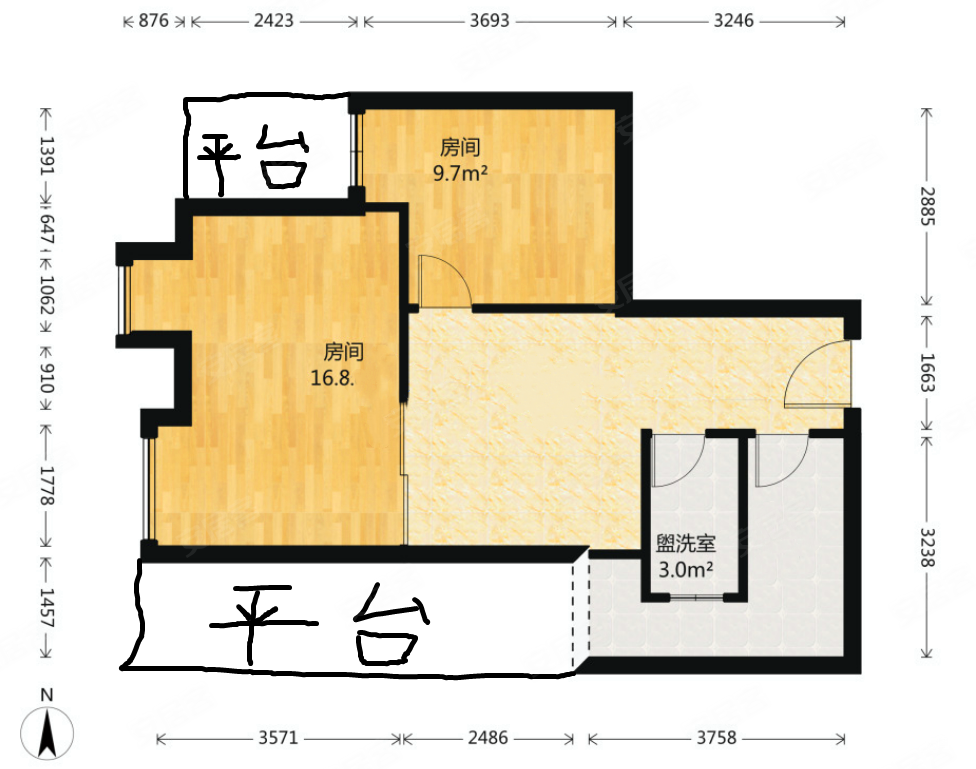 香榭国际(三期商住楼)二手房,56万,2室1厅,1卫,55.44平米-成都安究屯